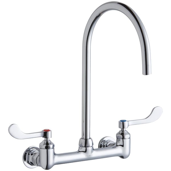 Elkay Wall Mnt 8In, Gn 8In Spt, 1Pc Wrist Bld Hndl, 4In, 1/2In Hw